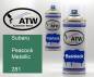 Preview: Subaru, Peacock Metallic, 281: 400ml Sprühdose + 400ml Klarlack - Set, von ATW Autoteile West.
